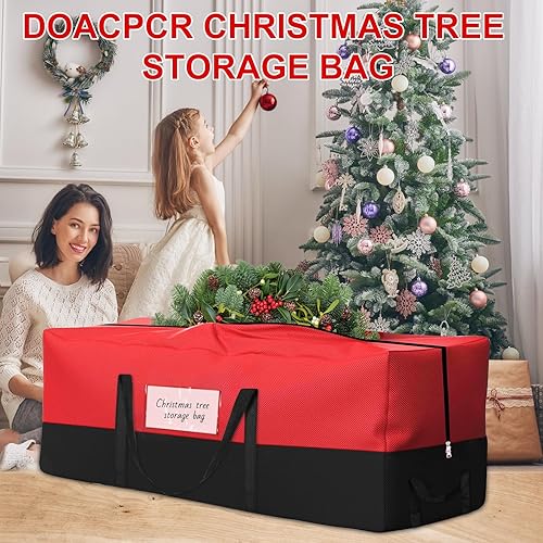 Miniatura 7 de Bolsa de almacenamiento para árbol de Navidad, se adapta a árboles artificiales de hasta 8 pies de alto, bolsa de árbol Oxford 600D resistente con