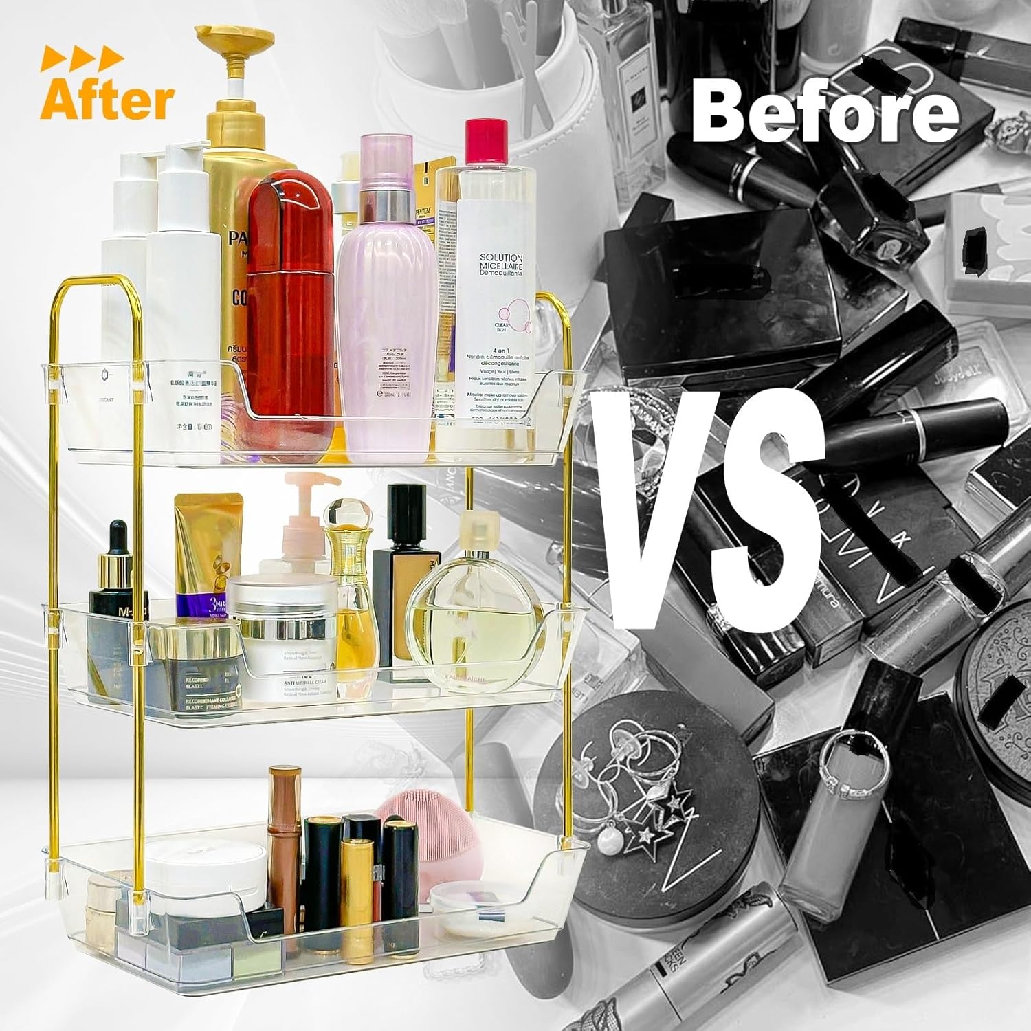 3-Tier Bathroom Organizer Countertop – Makeup, Perfume, and Skincare Storage Tray for Bathroom, Dresser, and Vanity - Image 4