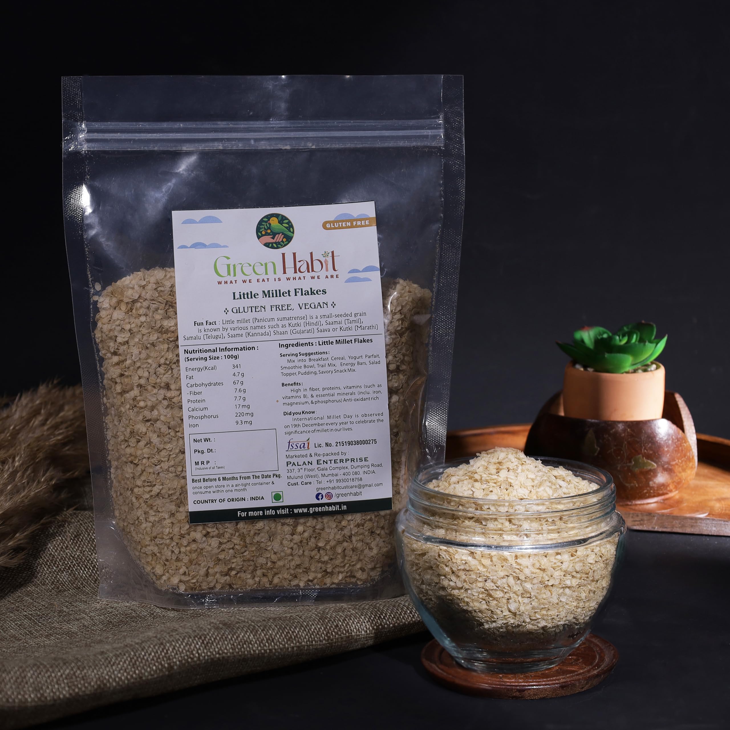 GreenHabit Little Millet Flakes 1kg - Nutritious and Gluten-Free