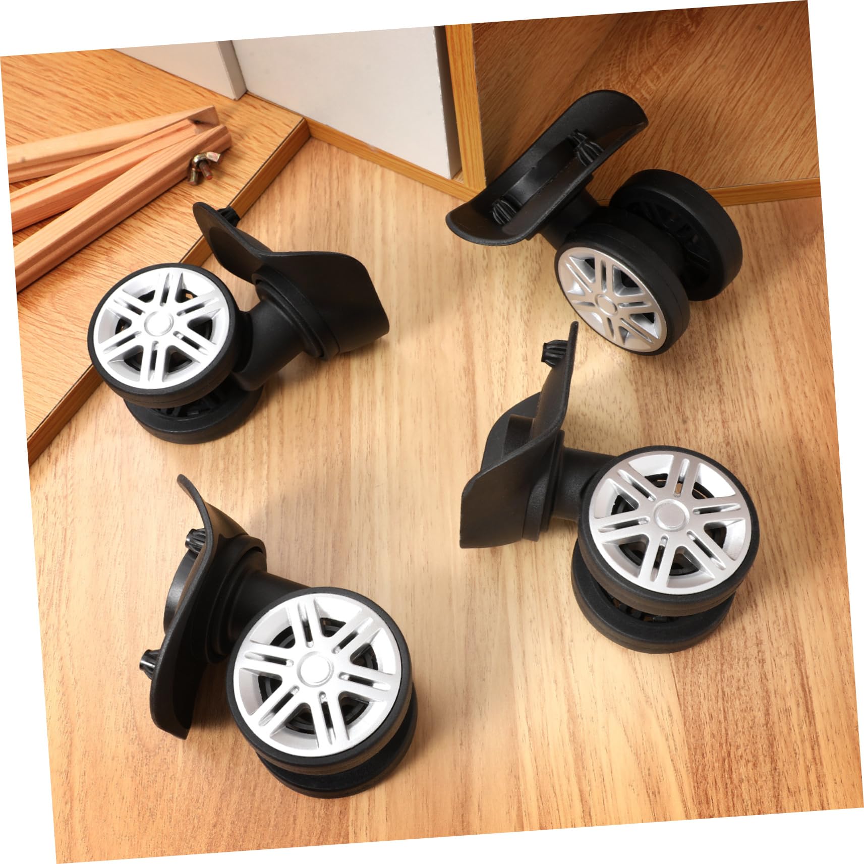 Lot de 4 roulettes pour Valise en Abs Design Double-Roue, Remplacement Compatible Trolley, Direction Flexible Suspendre Renforcée