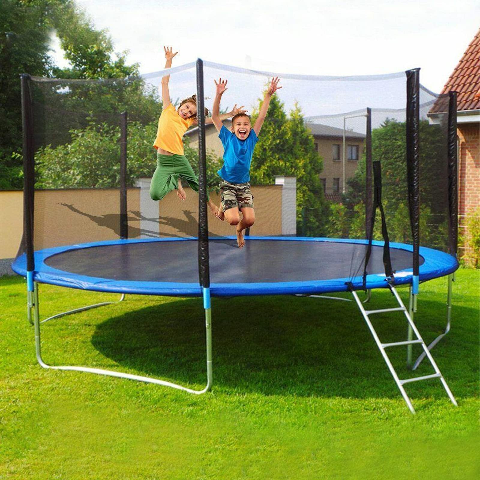 Wymiana siatki do trampoliny, Zamiennik siatki zabezpieczającej do trampoliny dla okrągłej ramy o długości 10–16 stóp i 6–12 słupków(12ft 8 Poles)