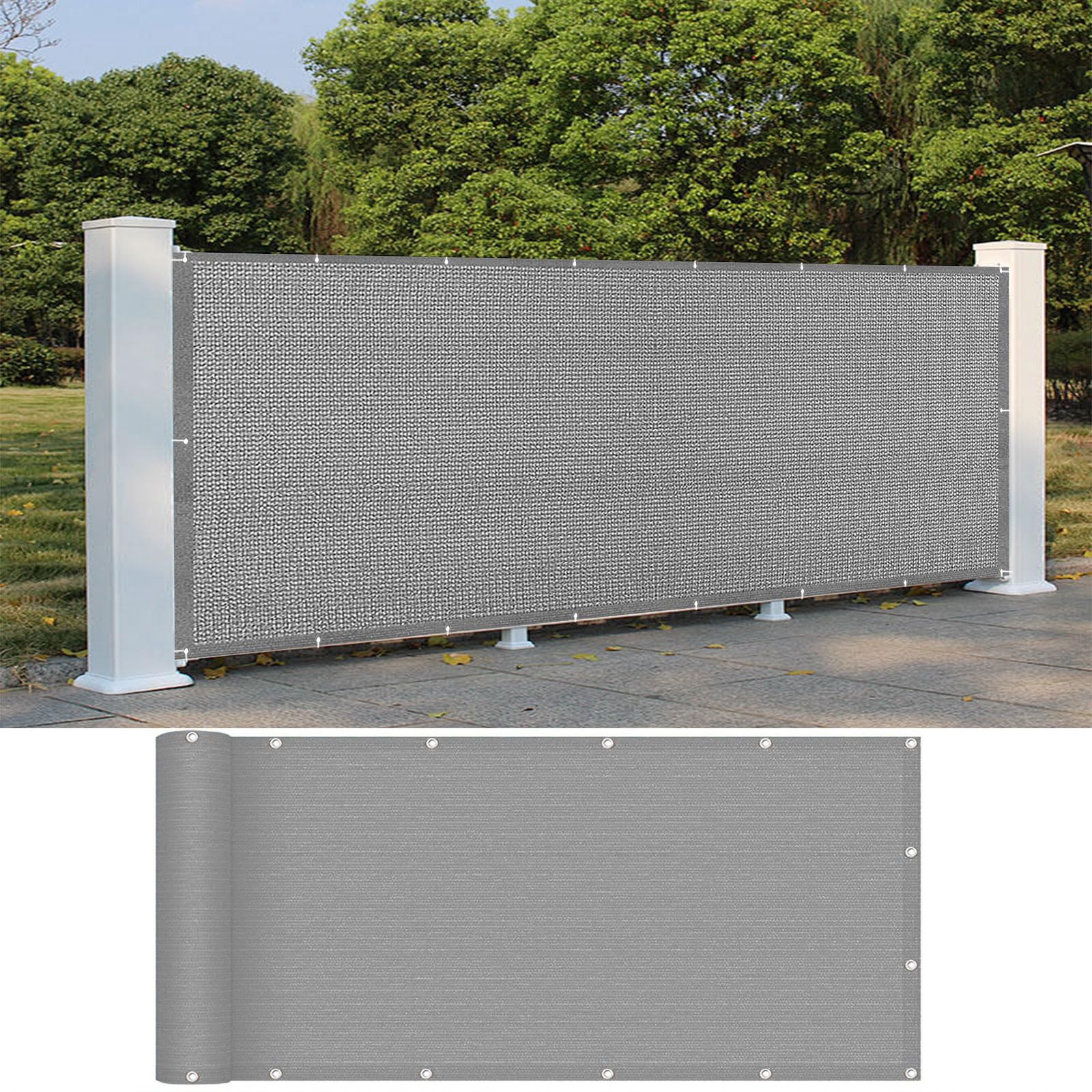 Cache vue balcon de haute densité gris clair GUOJUN 95x680 cm solide