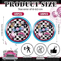 Vista 2 de Yungyan 50 Pcs Back to 1950S Plates Disposable Paper Tableware 9 Inch Dinner Plates 7 Inch Dessert Party Decoration Supplies