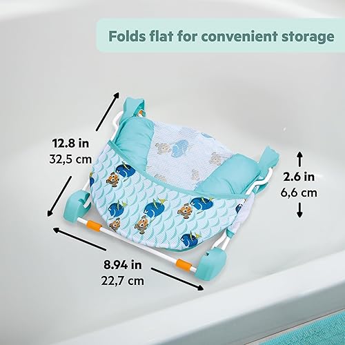 Miniatura 9 de Disney Baby Finding Nemo - Asiento de baño plegable de 2 posiciones, soporte ajustable para fregadero o bañera, edades de 0 a 6 meses hasta 20
