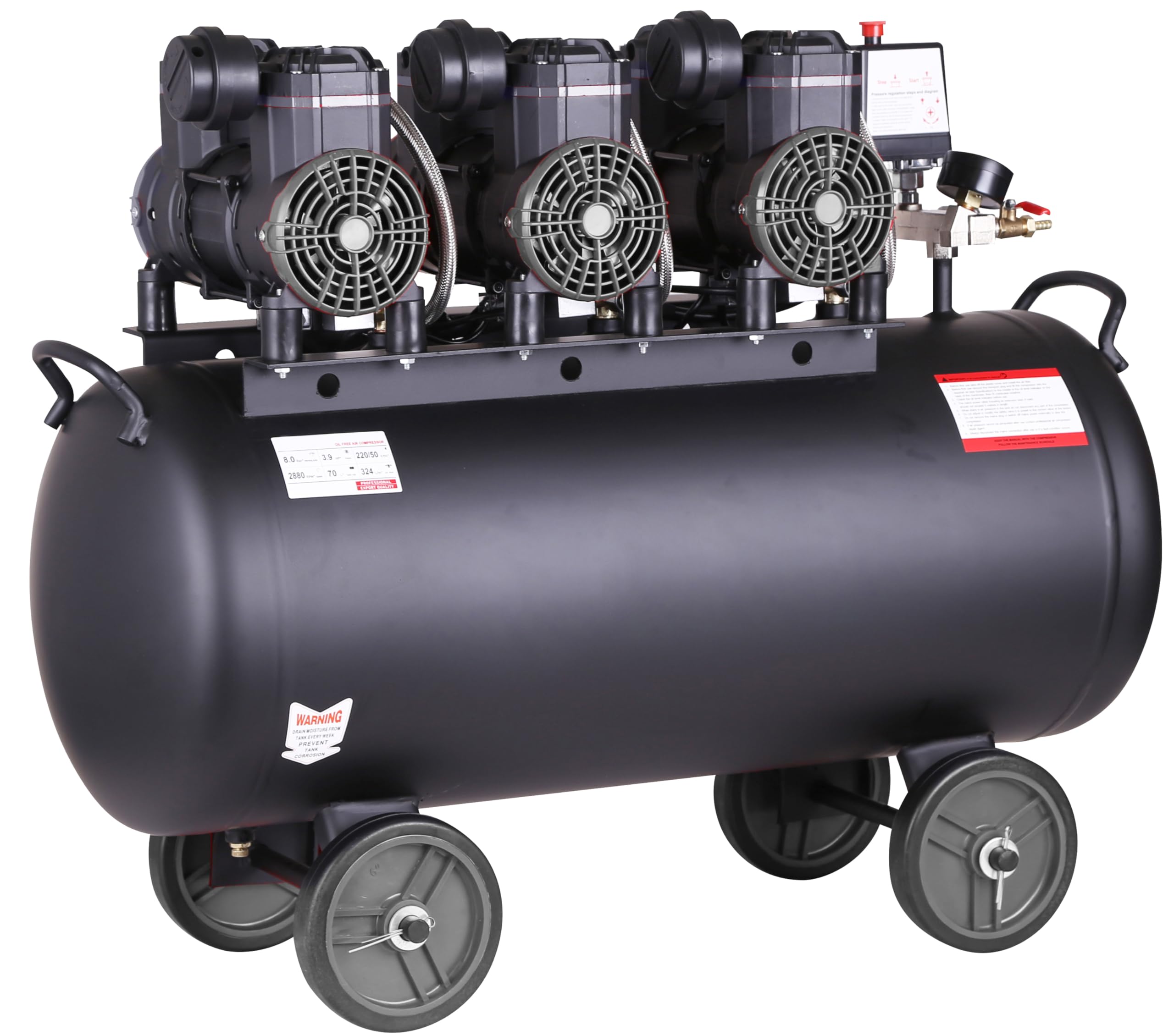 Compresor de aire profesional con certificado CE SILENCIOSO, 100 litros 3.9 cv 8 Bares