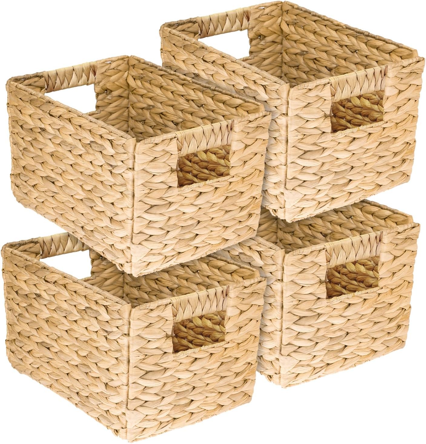 HMF Panier de rangement pliable tressé en jacinthe d'eau