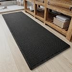 Upgraded Waffle Bath Mat Non Slip Super Absorbent Quick Dry Bath Mats for Bathroom Floor Machine Washable Bathroom Mat Ultra Soft Boho Bathroom Rugs with Tassels Beside Tub, 17" x 24", Brown