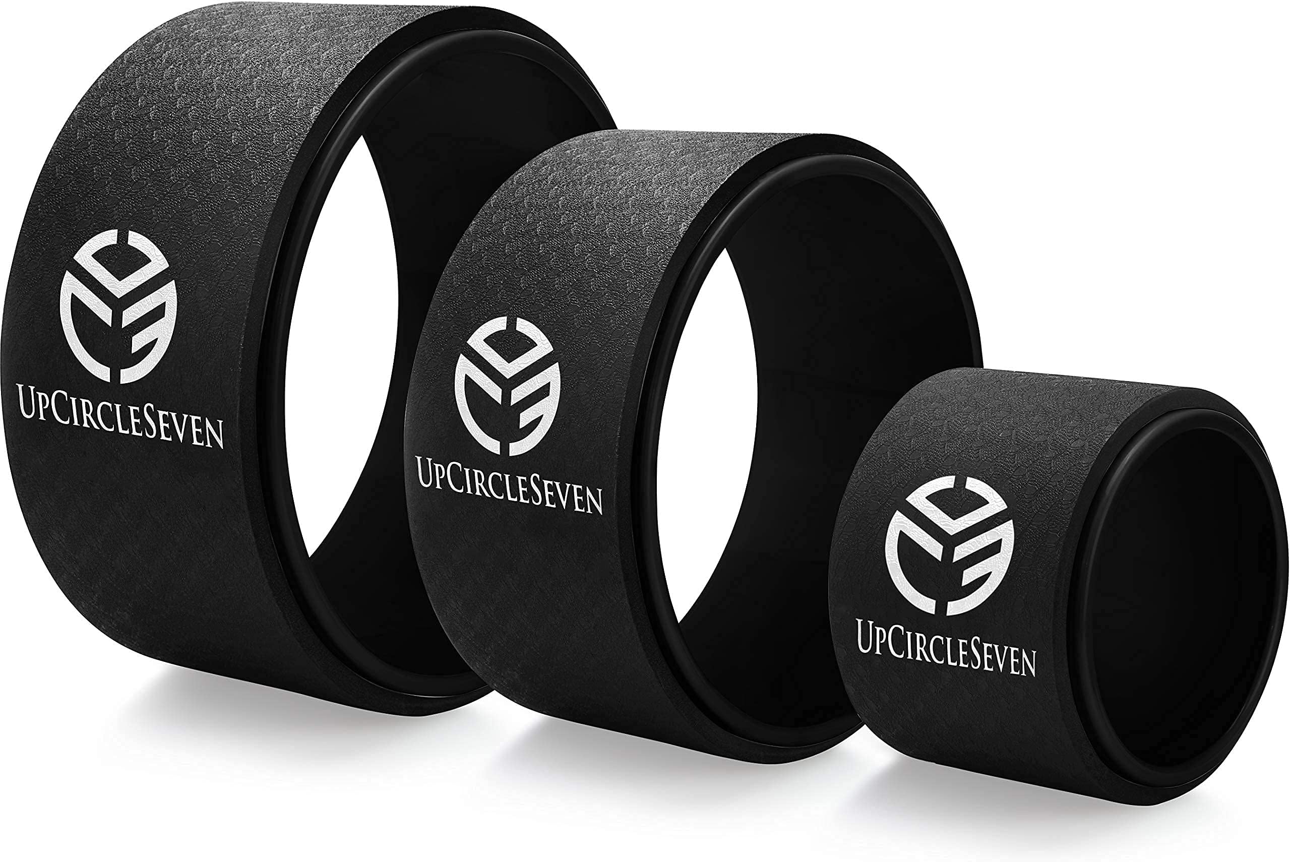 UpCircleSeven Yoga Wheel Set - Strongest & Most Comfortable Yoga Prop Wheel, 3 Pack for Back Pain and Stretching (12, 10, 6 inch)