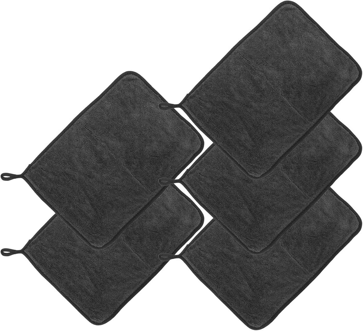 Twisted Microfiber Car Wash Towels 5pcs 30x40cm Gray Super Absorbent Thick Cleaning Cloths for Car Interior Exterior Window Cleaning