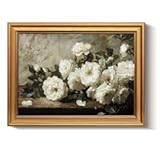 Bzstyleart Vintage Wall Art Decor for Living Room&comma;Gold Framed Prints Flowers Wall Art Home Decor Aesthetic&comma;White Rosebush Vintage Botanical Flower Prints&comma;Canvas Picture Print Artwork&comma;12 x 16 Inch