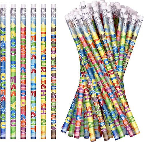 48 lápices de versículos bíblicos, lápices de Pascua, lápices religiosos, lápices inspiradores surtidos, lápices de colores, lápices cristianos para