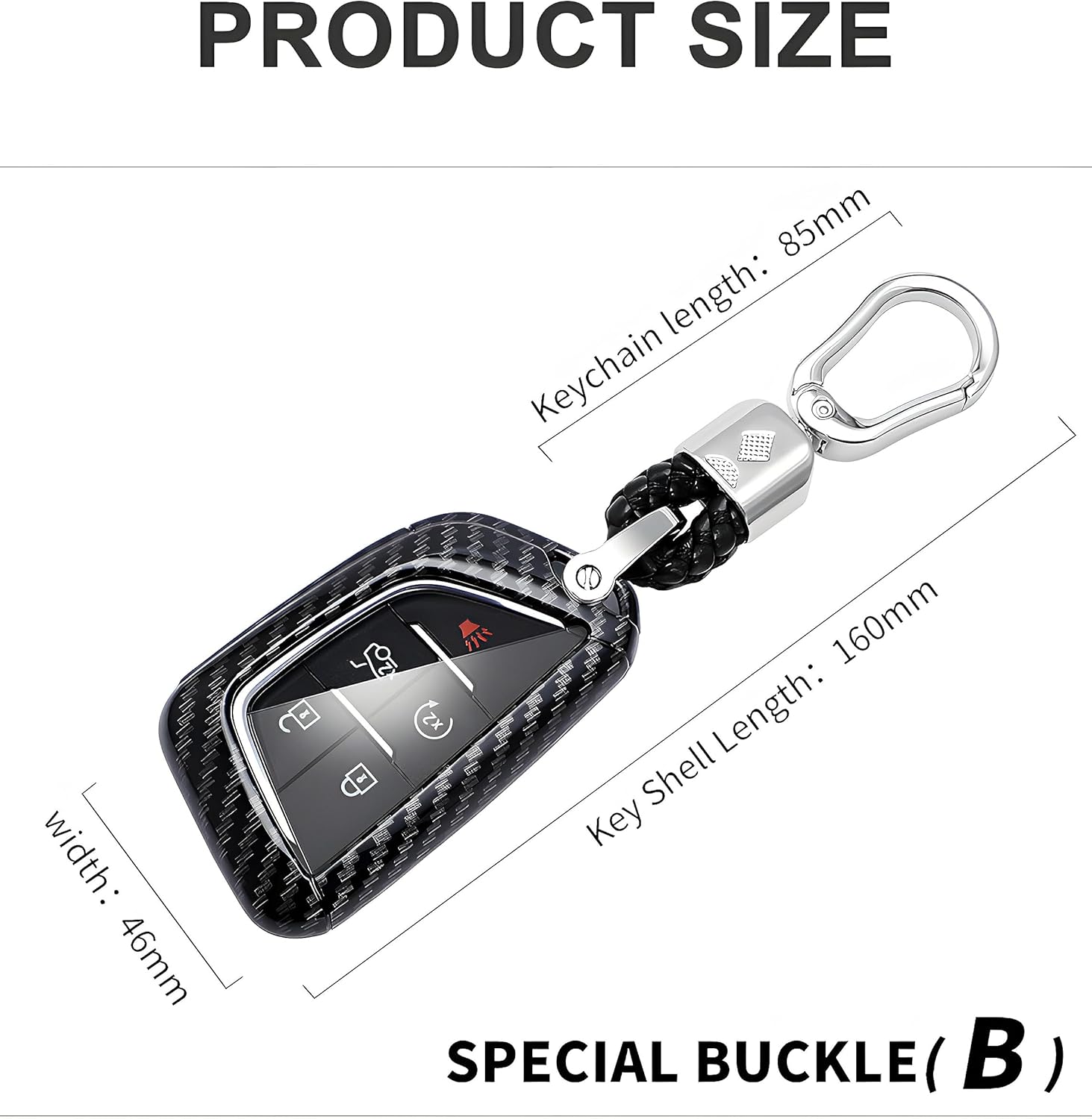 For Cadillac Key Fob Cover Carbon Fiber Pattern Key Case for 2022-24 2025 Cadillac Escalade CT5 CT6 5 6 Button Keychan