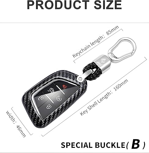 Miniatura 4 de Funda para llavero Cadillac con patrón de fibra de carbono para Cadillac Escalade CT5 CT6 5 6 botones 2022-24 2025