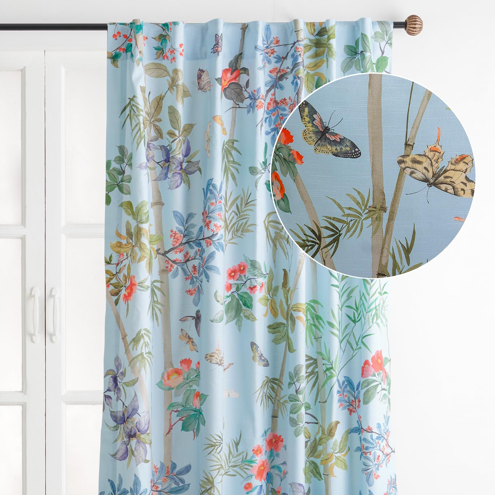 Maison d' Hermine Curtains for Living Room 100% Cotton 84 inch Length One Panel Light Filtering Curtains for Bedroom Windows with Rod and Loop Pockets