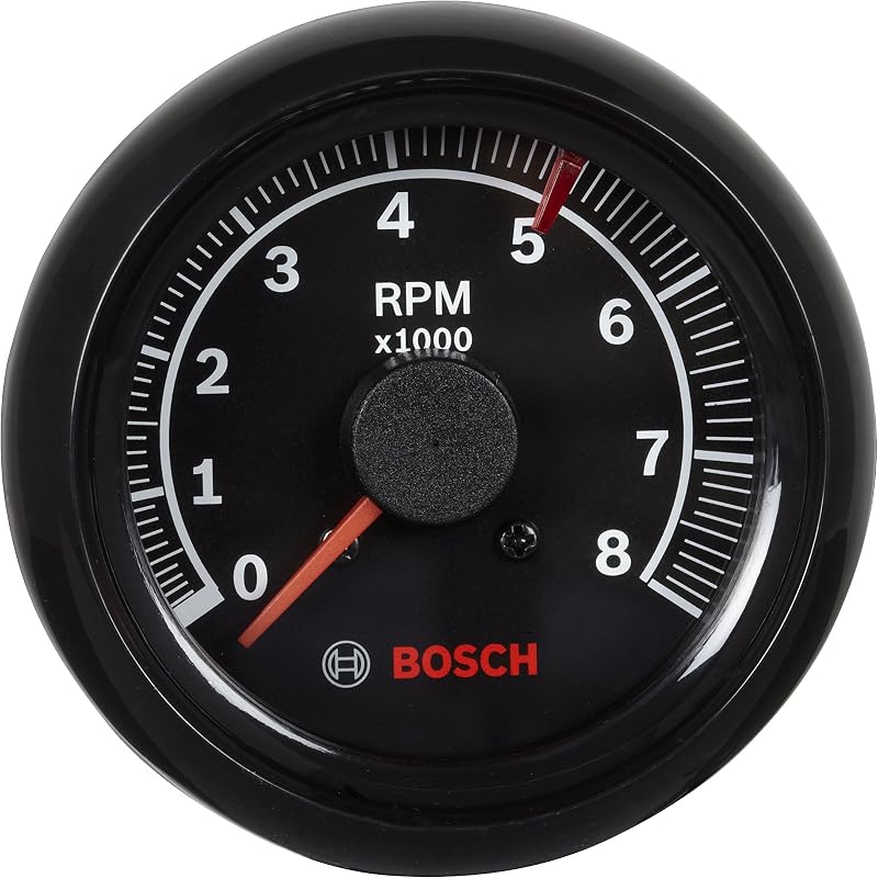 BOSCH SP0F000025 Tacómetro Sport II de 2-5/8" - Estilo y rendimiento con alta precisión (esfera negra, bisel negro)