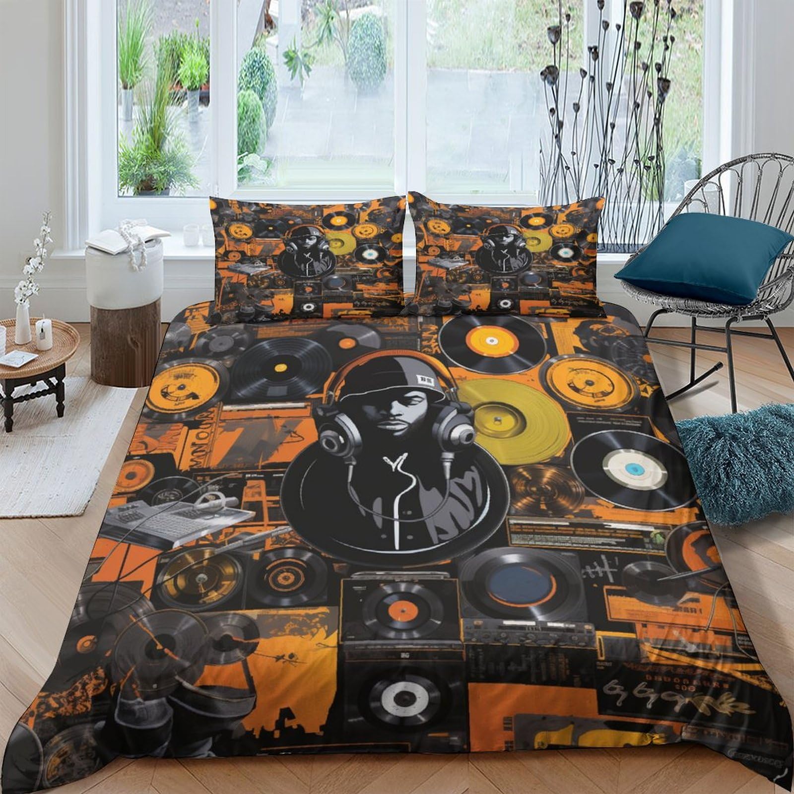 Housses de couettes vinyle 3D parure de lit double 200x200cm microfibre zippée