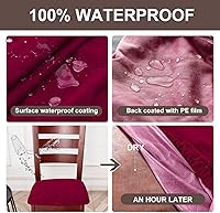Vista 3 de Genina Fundas impermeables de asiento para silla de comedor, fundas elásticas para sillas de comedor, fundas protectoras para sillas de cocina
