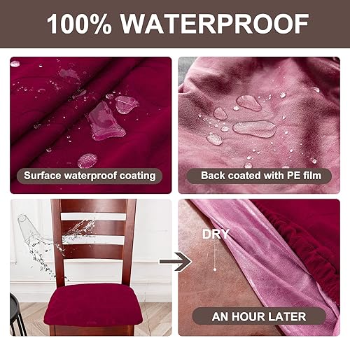 Miniatura 3 de Genina Fundas impermeables de asiento para silla de comedor, fundas elásticas para sillas de comedor, fundas protectoras para sillas de cocina,