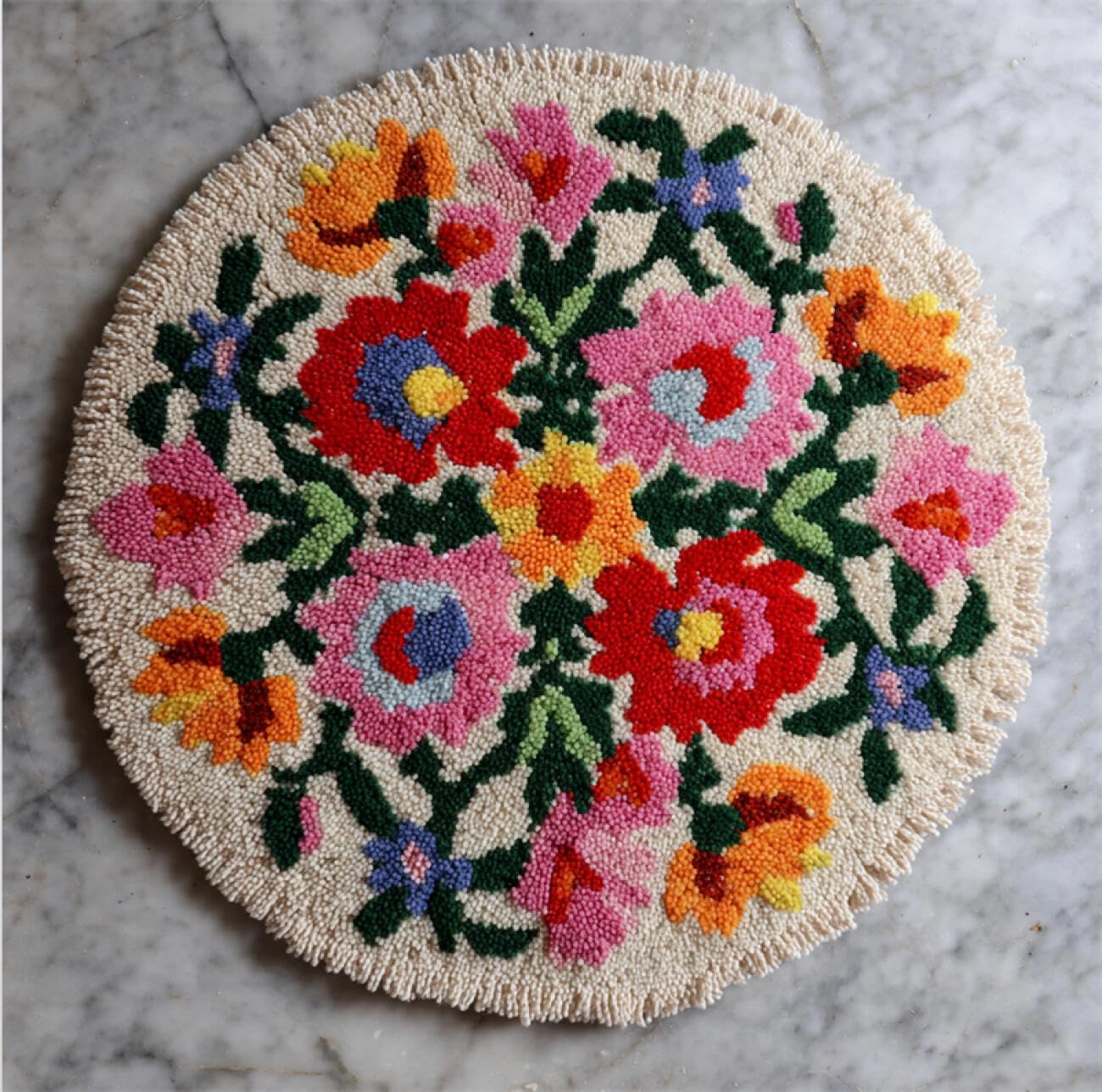 Kitquiver Latch Hook Rug Kits Colorful Flowers Latch Hook Kit for Beginners，Tapestry Carpet Latchs Set for Adults Self Knotting Set DIY Craft Kits 60x60cm