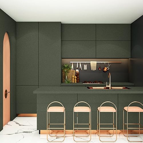 Miniatura 8 de Mecpar Papel tapiz verde sólido de 15.7 x 118 pulgadas, papel de contacto verde oscuro, papel tapiz verde puro para despegar y pegar, película de