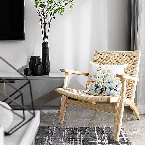 Miniatura 6 de Juego de 2 fundas de almohada de salvia floral de 18 x 18 pulgadas, fundas de almohada decorativas con estampado de terciopelo para sofá, fundas de