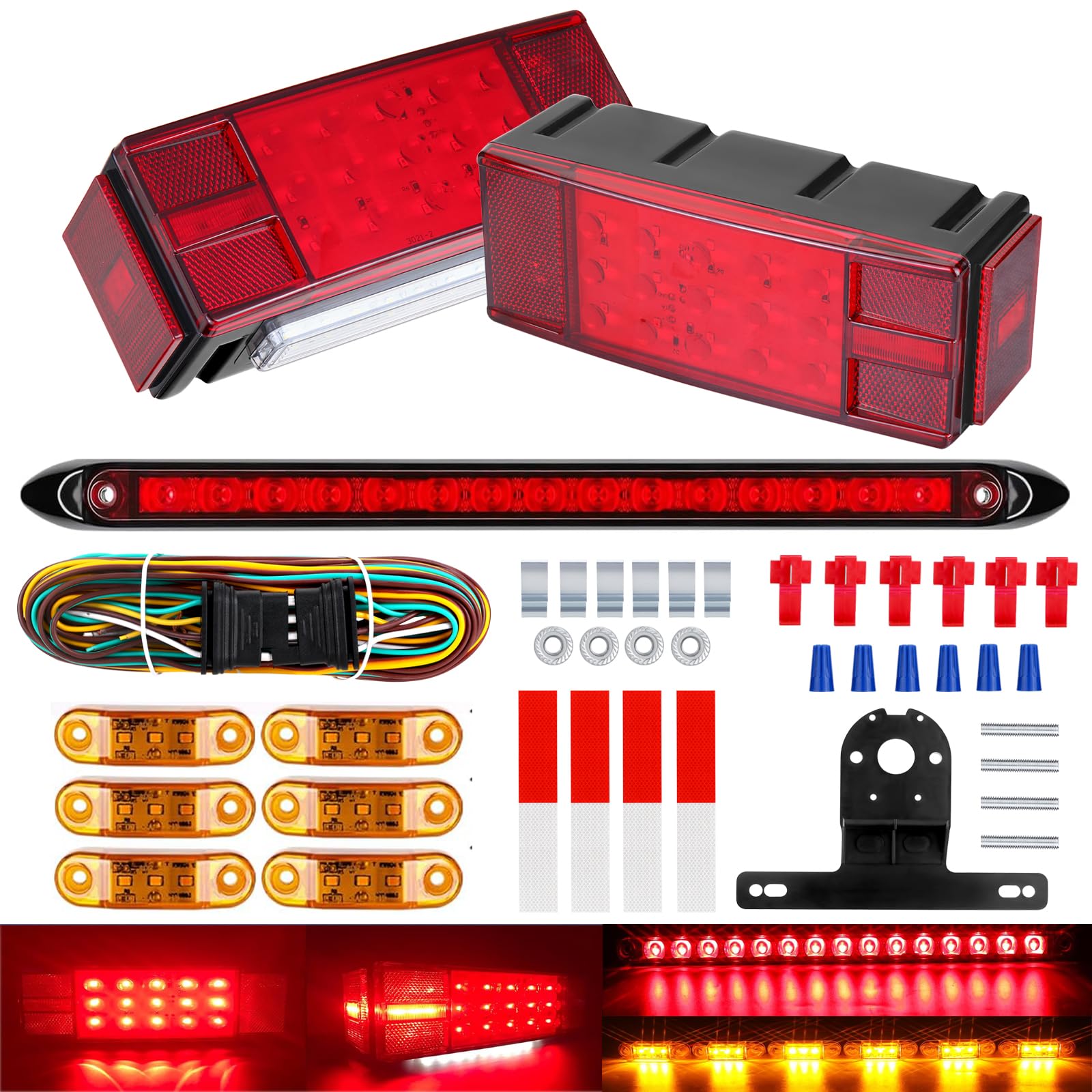 LIMICAR Boat Trailer Light Kit with 15-LED Light Bar and 6 Marker Lights
