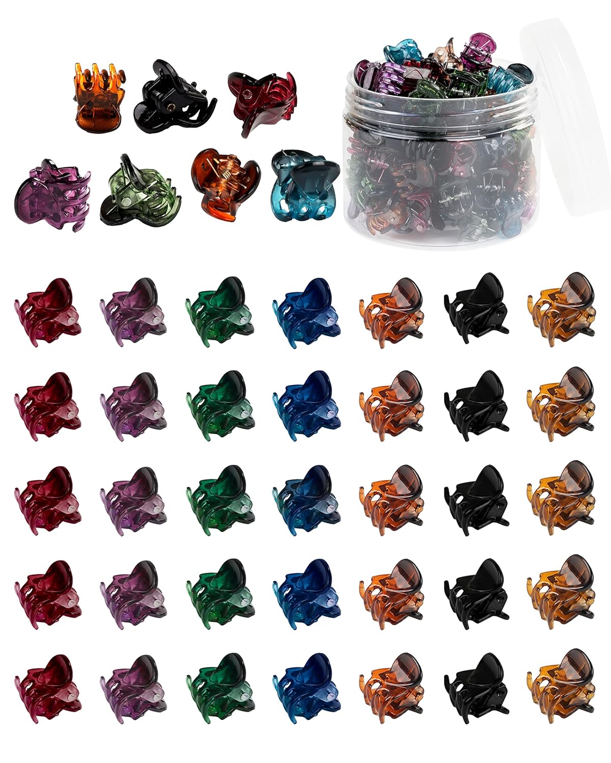 Mini Hair Clips - 72 Pcs for Women and Girls, Plastic, Small Claw Hair Clips with 3 Colors, Tiny