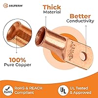 Vista 183 de SELTERM - 2 terminales de anillo resistentes para cable de batería, calibre 4 AWG, pernos de 3/8 pulgadas, terminales de calibre 4, ojales de cobre