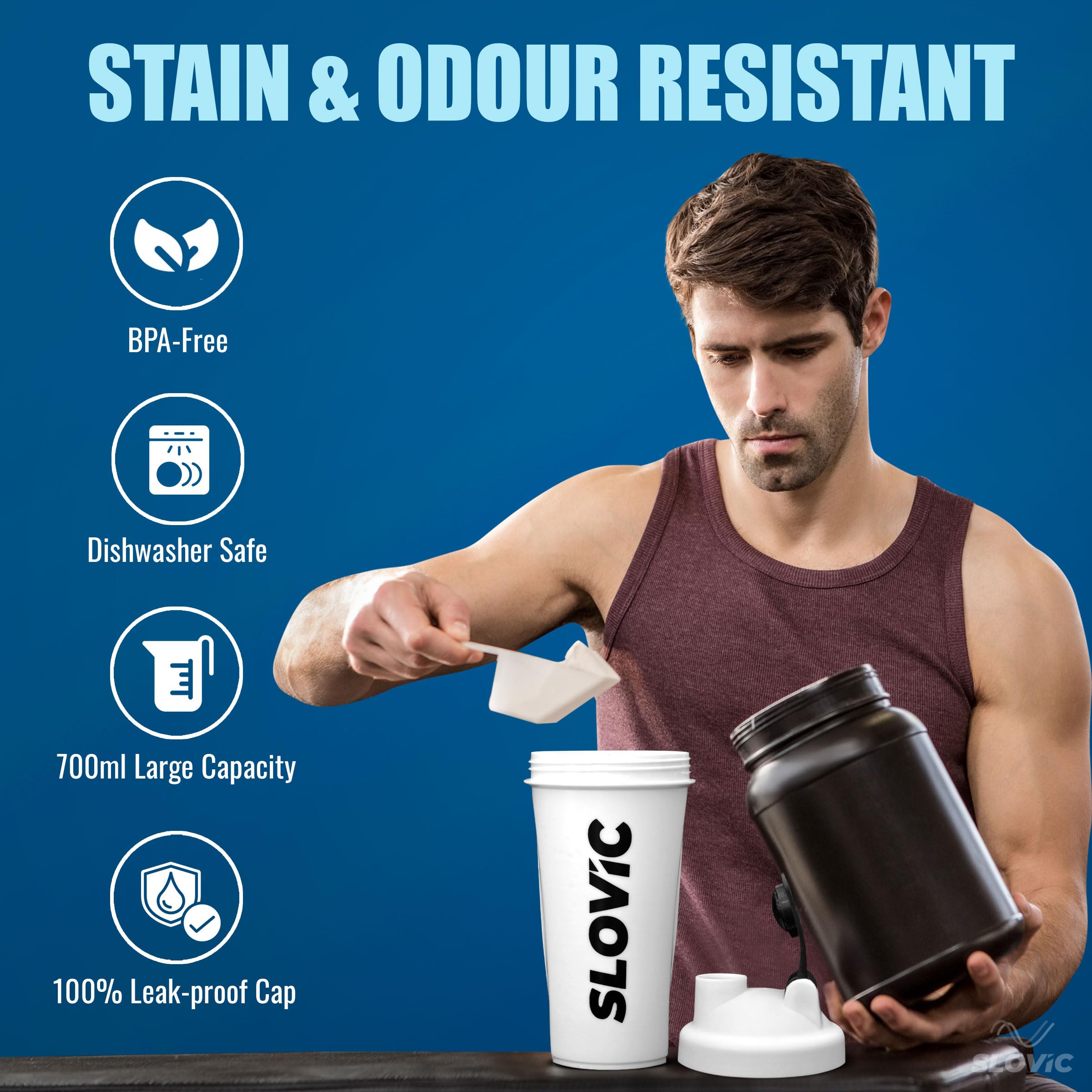 Slovic Shakers For Protein Shake Plastic Free Gym Bottles Men