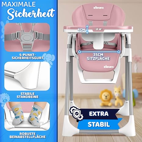 Kiduku® Baby 3-in-1 High Chair with Newborn Attachment + Bib Play Bar