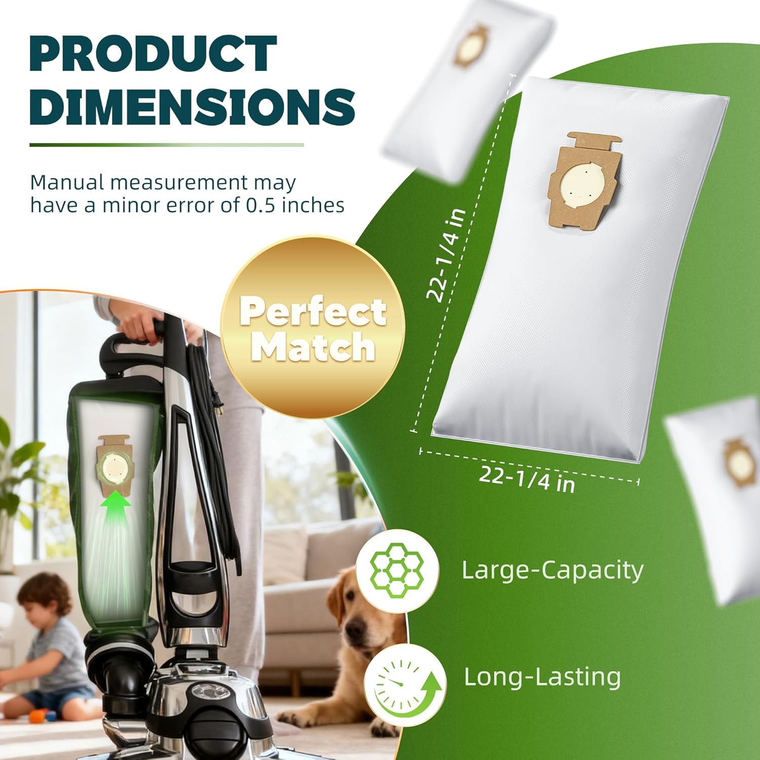 20 Pack Vacuum Bags [Model 204814]Compatible with Kirby Sentria/Avalir/Ultimate G Series | Replaces F-Style & Twist-Style 204811 205811 204808 | Replacement Parts by Improvedhand