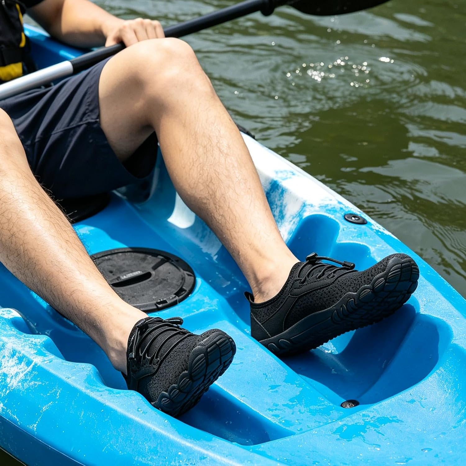 SAGUARO Water Shoes Men Beach Shoes Quick Dry Barefoot Shoes Waterproof Shoes Wide Toe Box Breathable Aqua Shoes for Swimming Pool Fishing Yoga River Boating