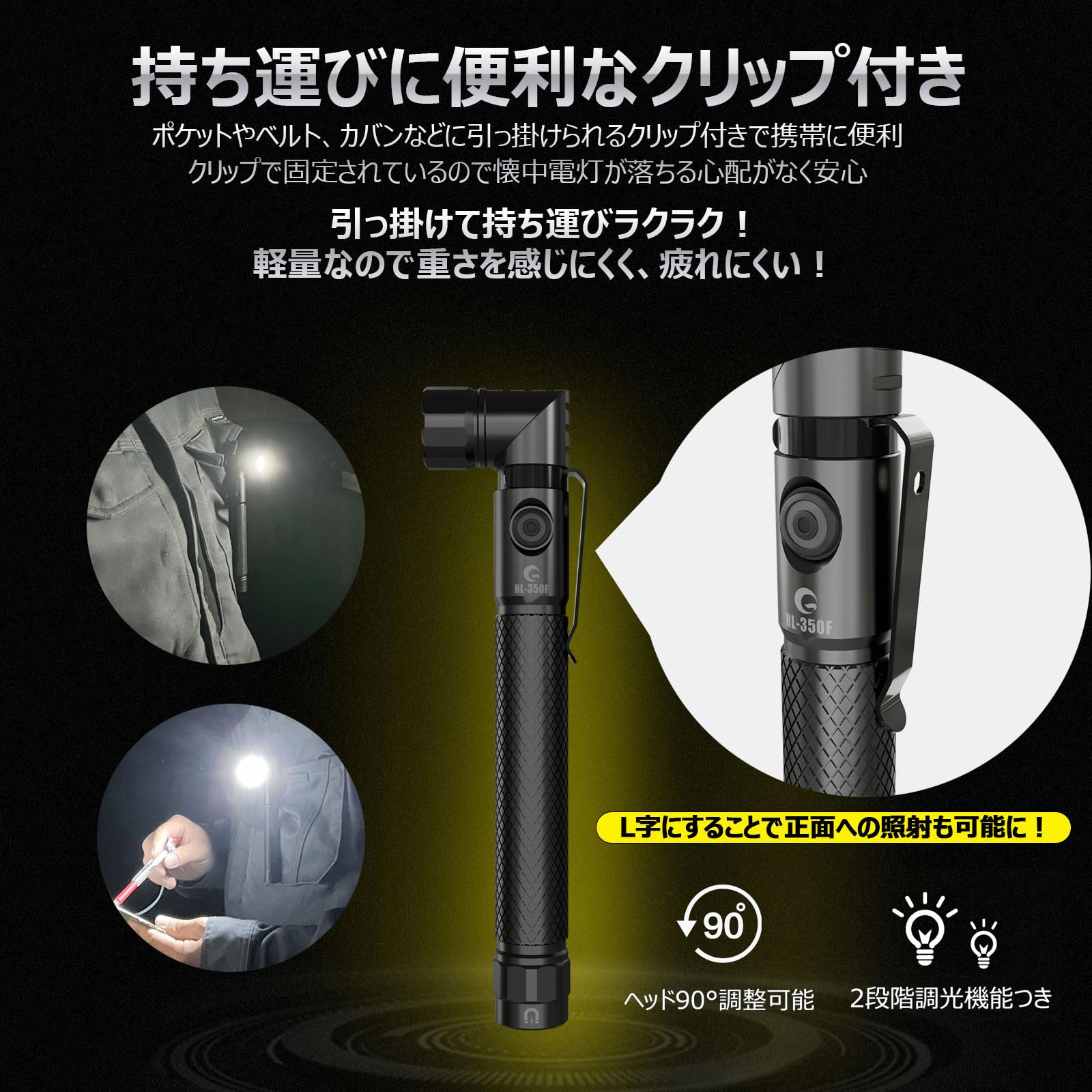 Amazon.co.jp: GOODGOODS LED懐中電灯 led 懐中電灯 首振り 小型 強力
