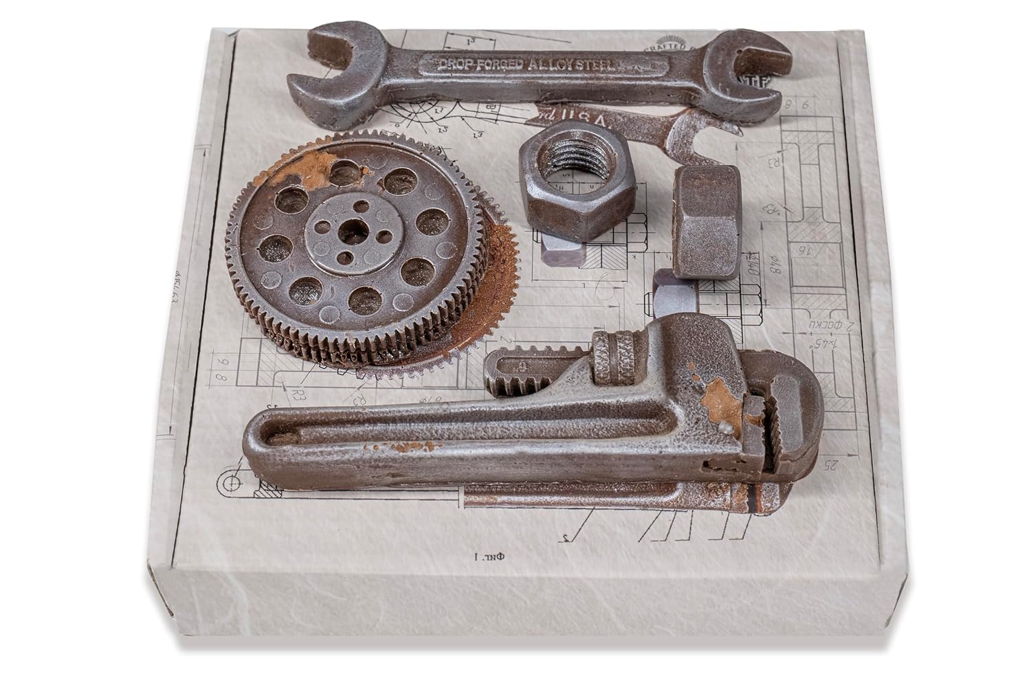 Chocolate Gift Box for Men with Life-Sized Milk Chocolate Tools, Birthday, Christmas Gift for Men, Sweet Present for Handyman, Mechanic or Car Enthusiast