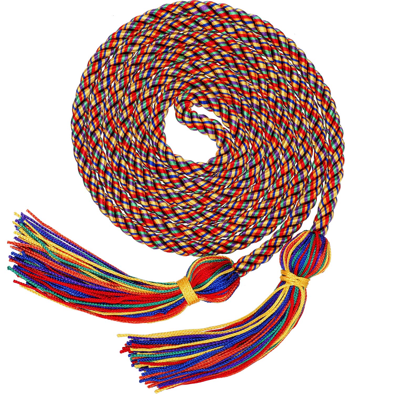 TecUnite Graduation Cords Honor 2026 Polyester Yarn Decorative 67" Long Garland Twist Ties with Tassels for Bachelor Gown Graduation(Rainbow)