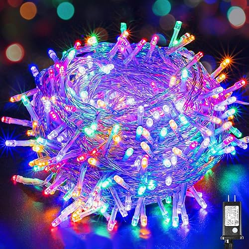 300 luces LED de Navidad para exteriores, tira de luces de Navidad extra larga de 99 pies, 8 modos de enchufe, luces de hadas impermeables con