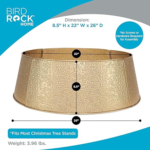 Miniatura 3 de BIRDROCK HOME Collar de árbol de Navidad de 4 paneles, falda dorada para árbol de burbujas, base pequeña de 26 pulgadas, cubierta de base de árbol