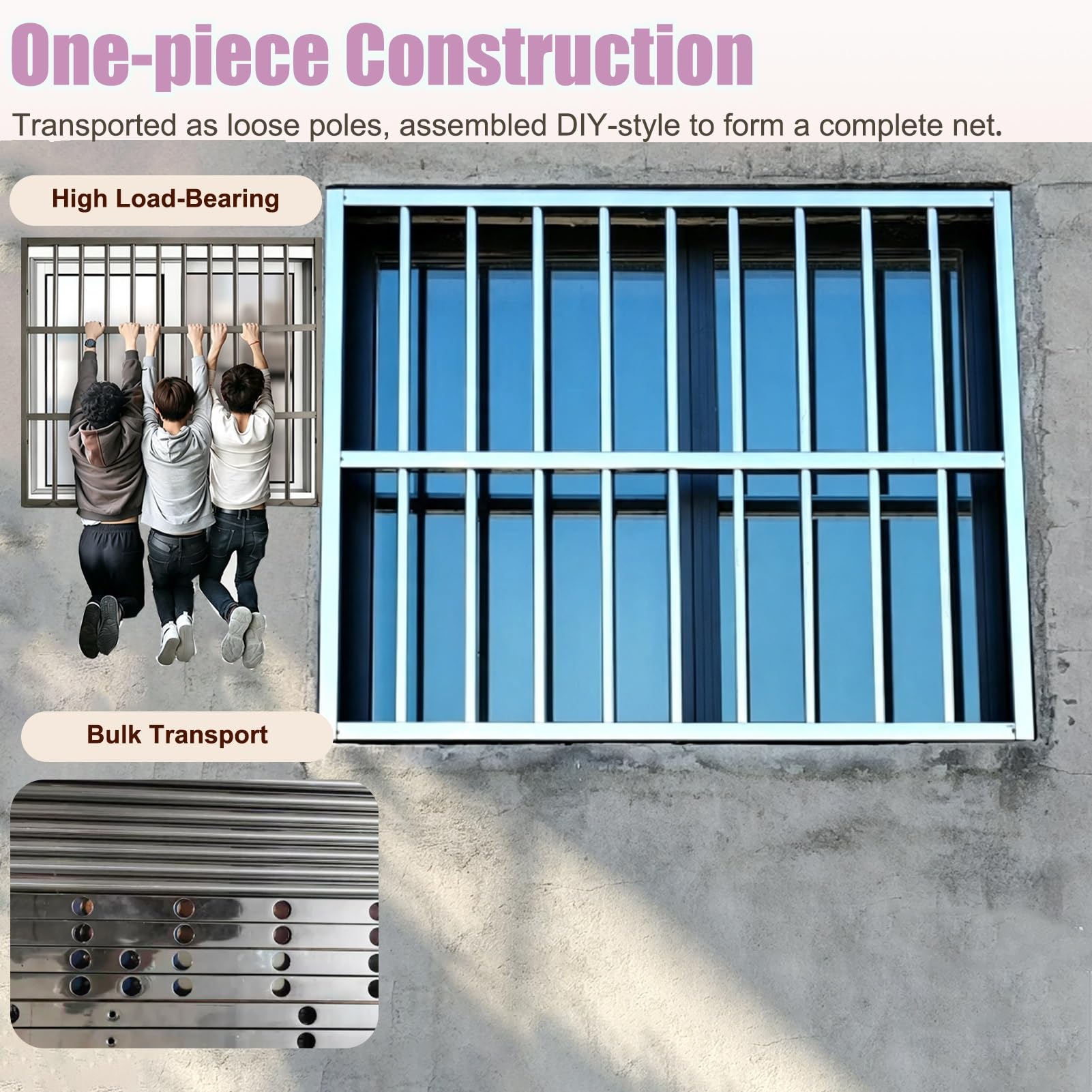 Rejas para Ventanas Exteriores Rejas de Seguridad Antirrobo para Ventanas Instalación Interior Aptas | Barra de Seguridad Fija y Permanente para Ventanas (Barrera de Seguridad para Altillos), Rejas Decorativas(24x39in/60x100cm)