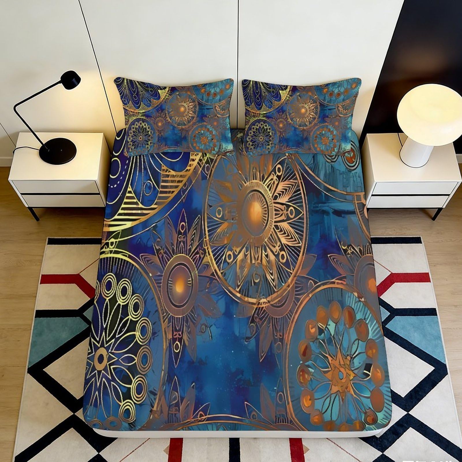 3D Printed Steampunk Clockwork Fitted Sheet Microfiber Artistic Sun Gear Mattress Cover for Bedroom Dorm Decor 120x200cm 140x200x25cm