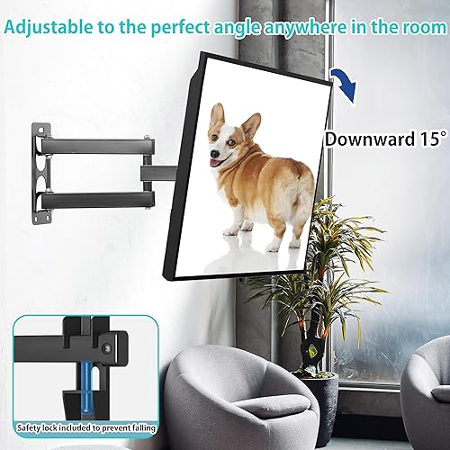 Miniatura 5 de ETHU Soporte de pared de movimiento completo para televisores de 26 a 55 pulgadas de hasta 80 libras, inclinación de extensión giratoria de brazo