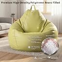 4XL Bean Bag Chair with Footrest & Cushion | Pre-Filled Beans | PVC Leatherette Lounger Sofa | Indoor & Outdoor Bean Bag with Pocket & Handle | Double Stitching | 6 Months Warranty Color- (Green) gallery image