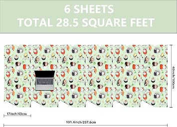 Dtiafu Sushi Cat Wrapping Paper Roll Funny Kawaii Cat Japanese Gift Wrap for Girls Boys Women Pet Lovers Birthday Holiday Baby Shower - Total 28.5sq.ft