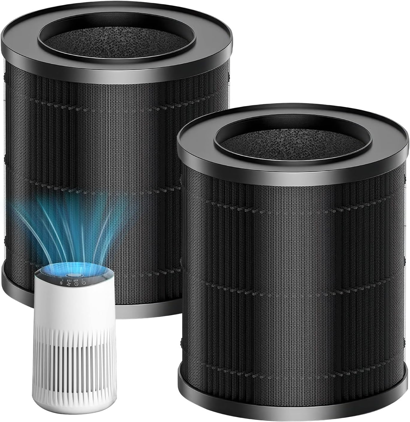 2 Pack MR2566 Filter for MORENTO MR2566 Replacement Filter, 3-in-1 True Activated Carbon Pre-Filte