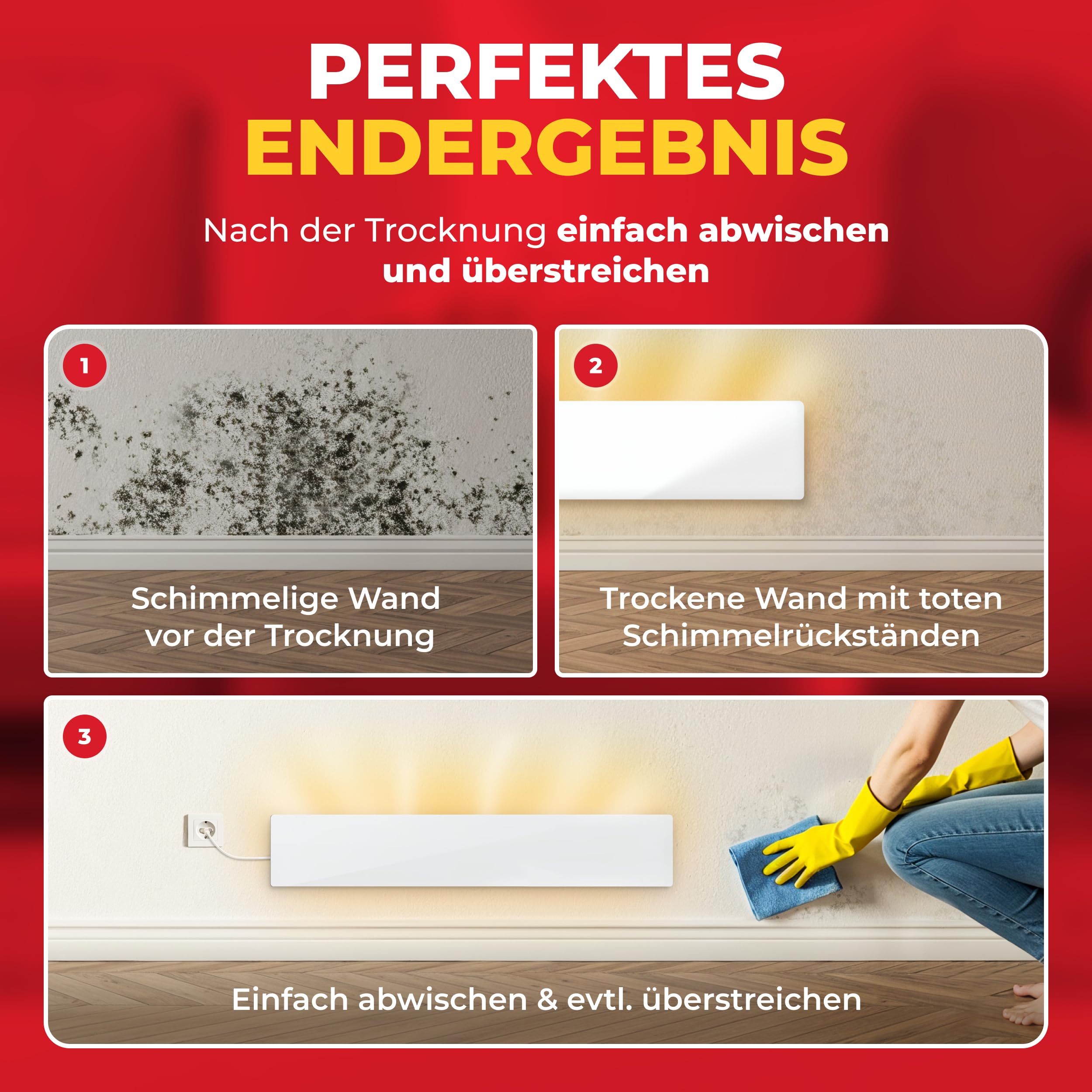 Schimmelentferner Wand & Schimmelentferner Bad - die Heizung ohne Chemie - Wirksame Alternative zum Schimmelspray - Anti Schimmel Mittel für jeden Raum (2er Set)