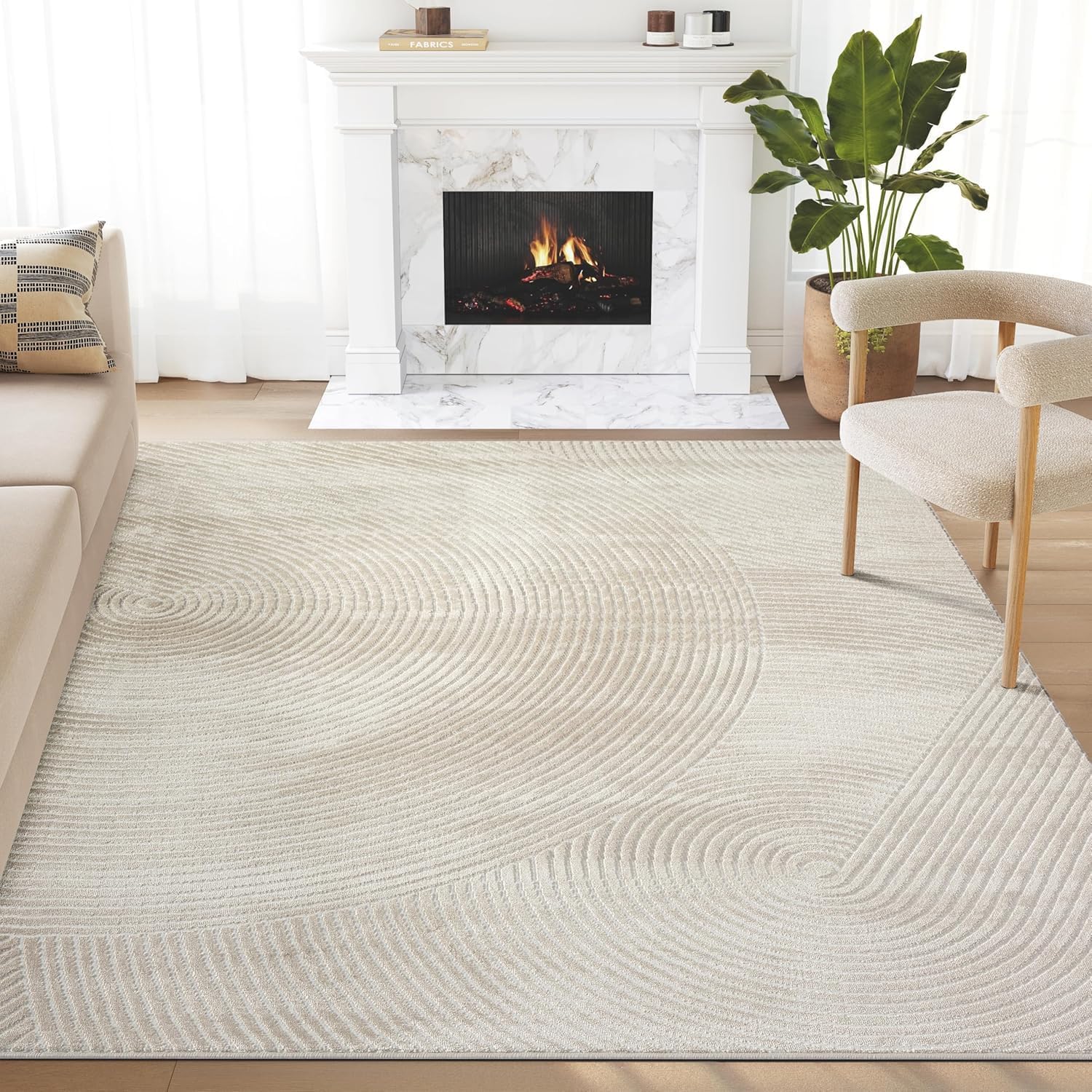Amazon.com: Abani Neutral Beige Area Rug 9' x 12' for Living Room ...