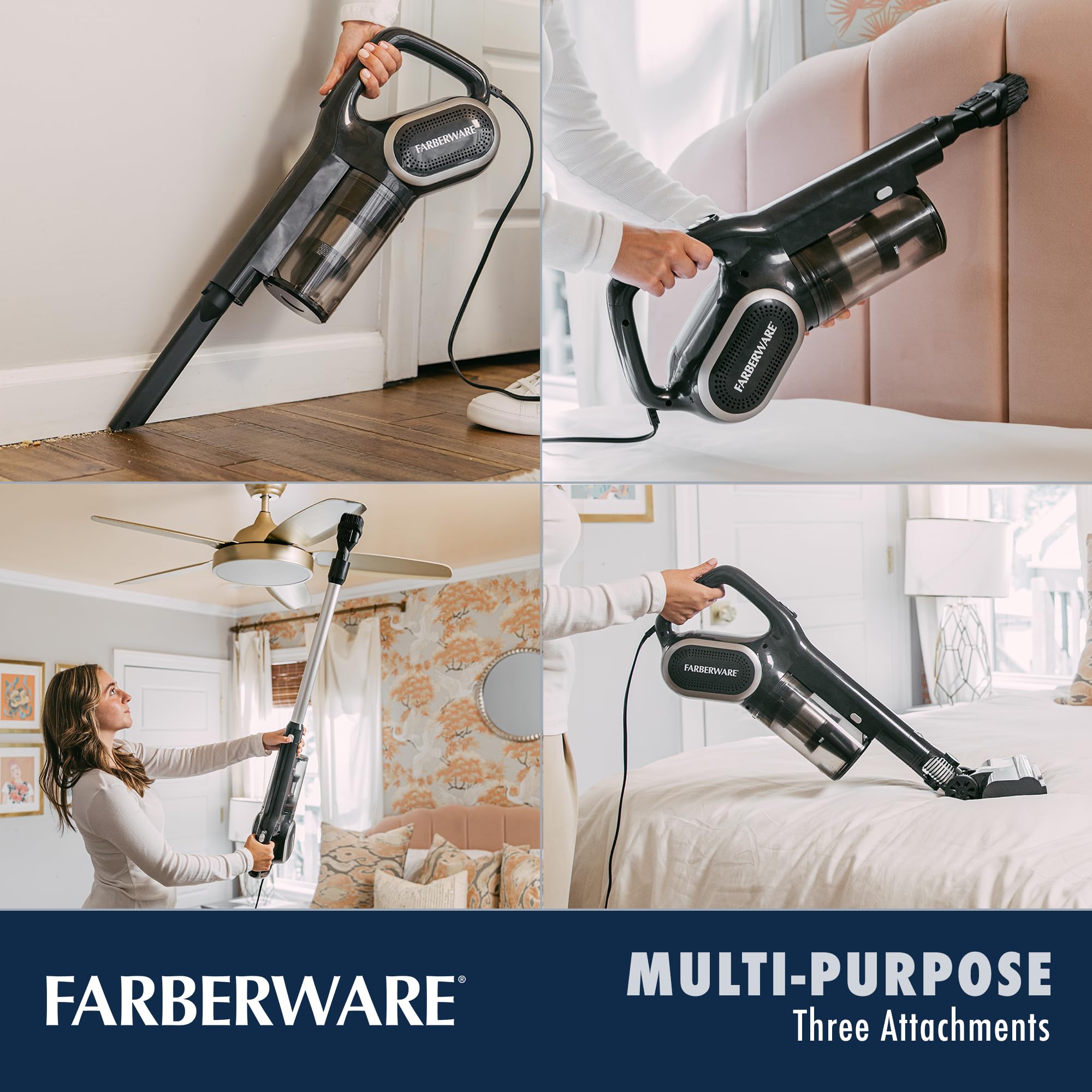 Farberware Classic Stick Vacuum Cleaner, Powerful Suction and Lighted Motor Brush for Carpet and Hard Floors, Converts to Handheld Vacuum