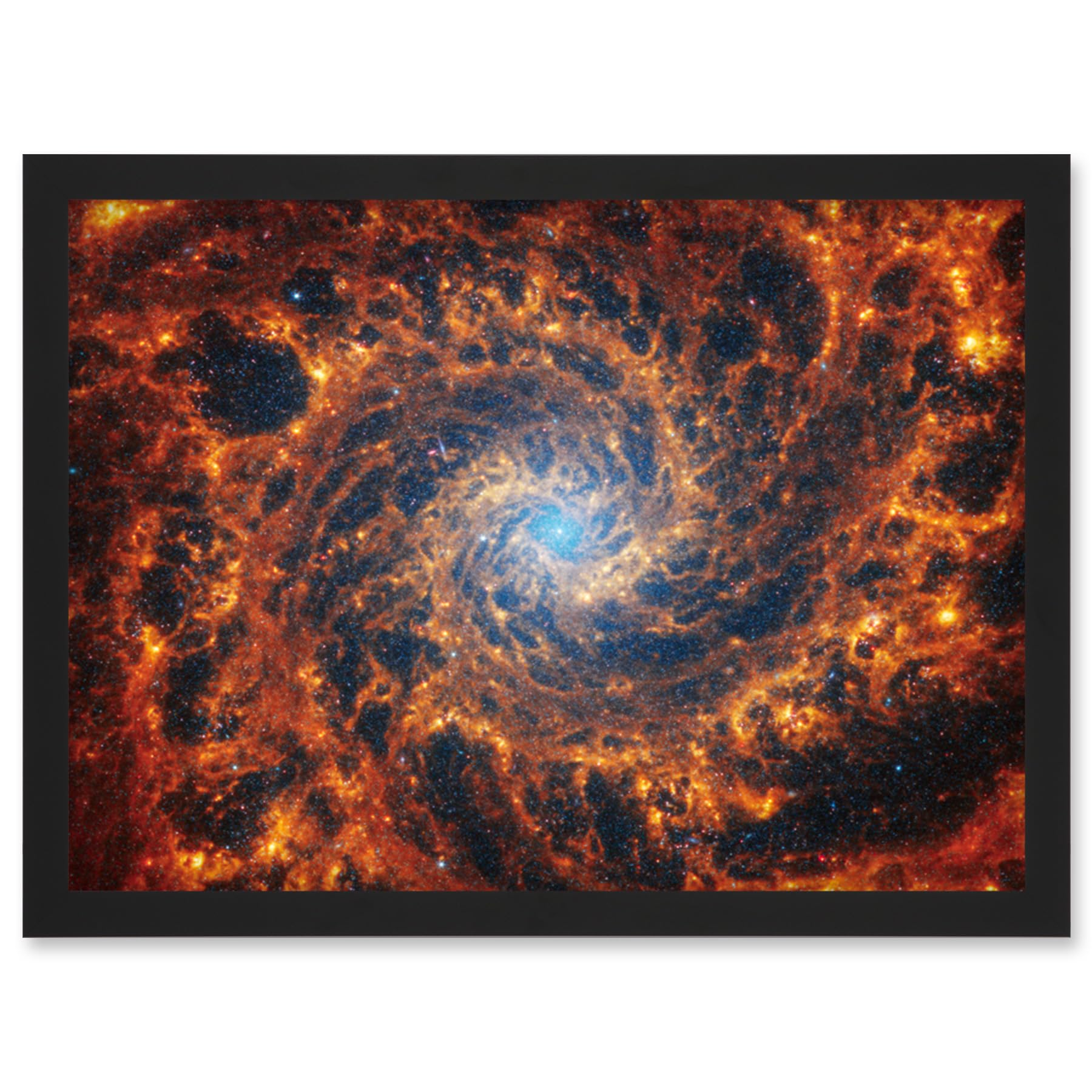 Artery8 NASA James Webb Telescope View of Spiral Galaxy NGC 628 Living Room Artwork Framed Wall Art Print A4