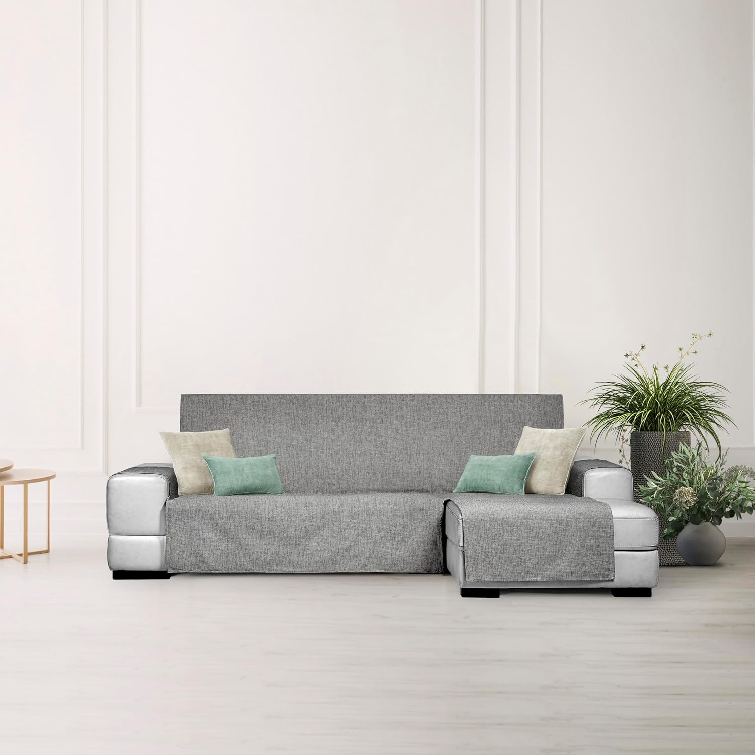 Eysa Genna Sofa Cover Stain Resistant Chaise Longue Right Grey