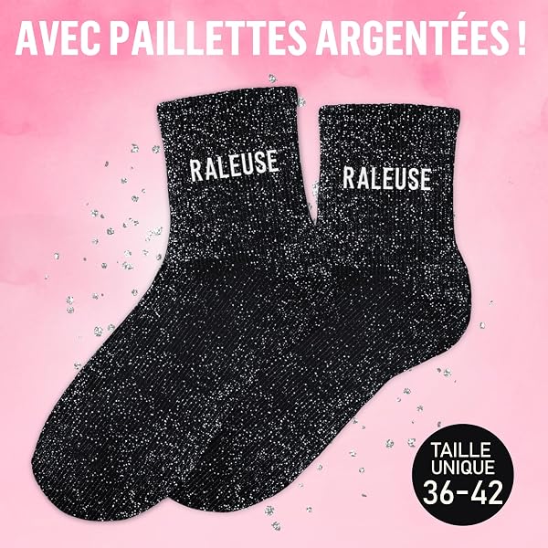 MASSA Chaussettes Paillettes - Taille Unique - Parfaite, Unique, Wesh, Tana, Princesse, Pipelette, Raleuse, Gourmande, Aigrie, Mamounette - Chaussettes à Paillettes - 2