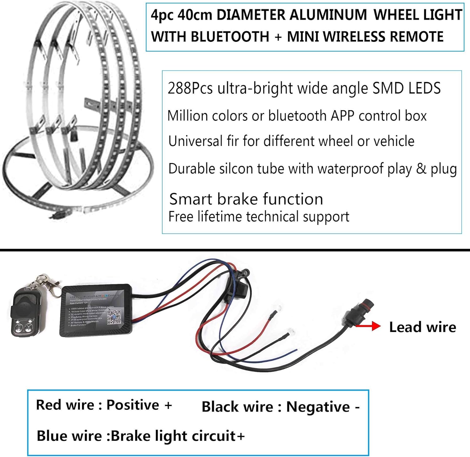 Bіg Sаlе NBWDY 4PCS 15.5in 288LEDs RGBW Wheel Rim Lights,IP68 Waterproof Auto Ring Lighting Lamp RGB + White Color Wheel Lights Kit with APP IR Remote Control for Car Truck Wheels